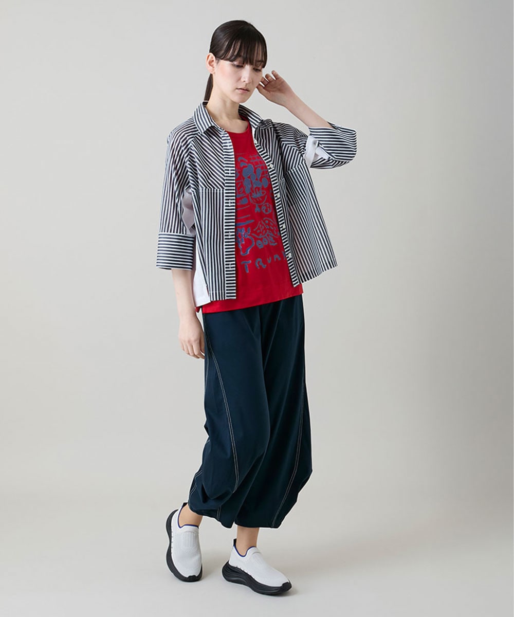 コットンジャージーボリュームパンツ/洗える