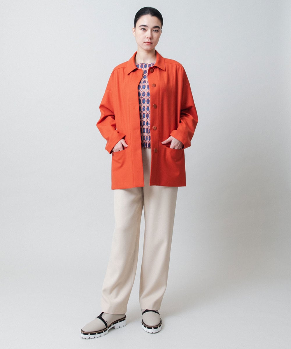 ウールMIX切り替えデザインジャケット /日本製/洗える