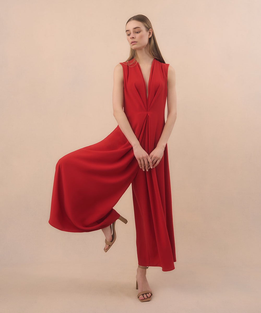 Back satin jumpsuit