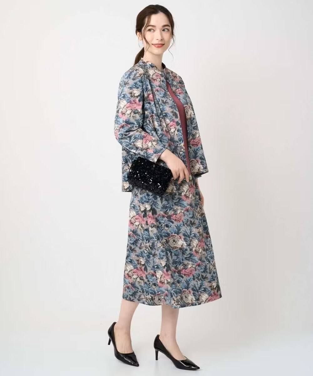 ゴブランフラワープリントブラウス×スカート