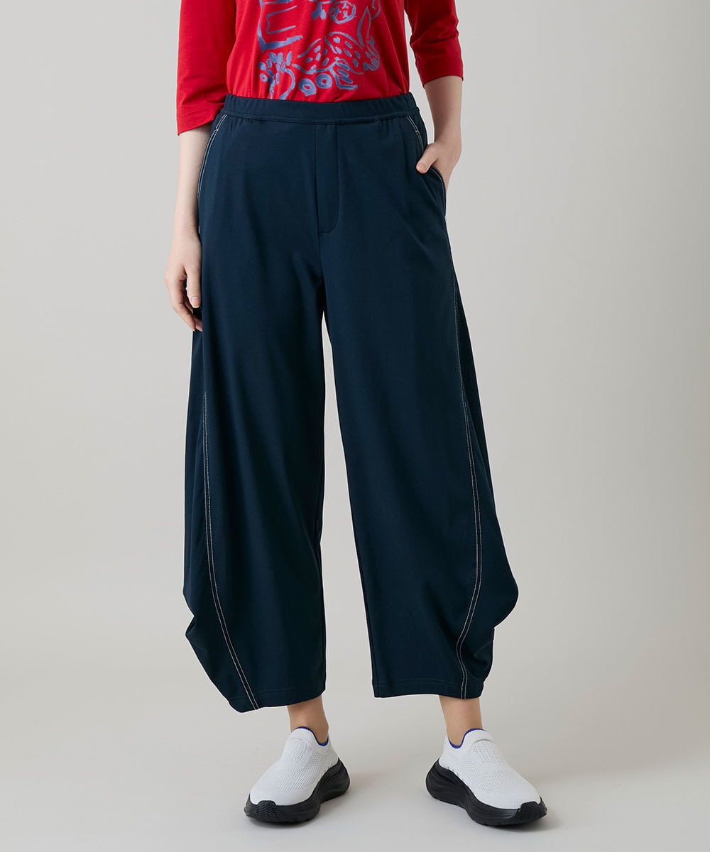 コットンジャージーボリュームパンツ/洗える