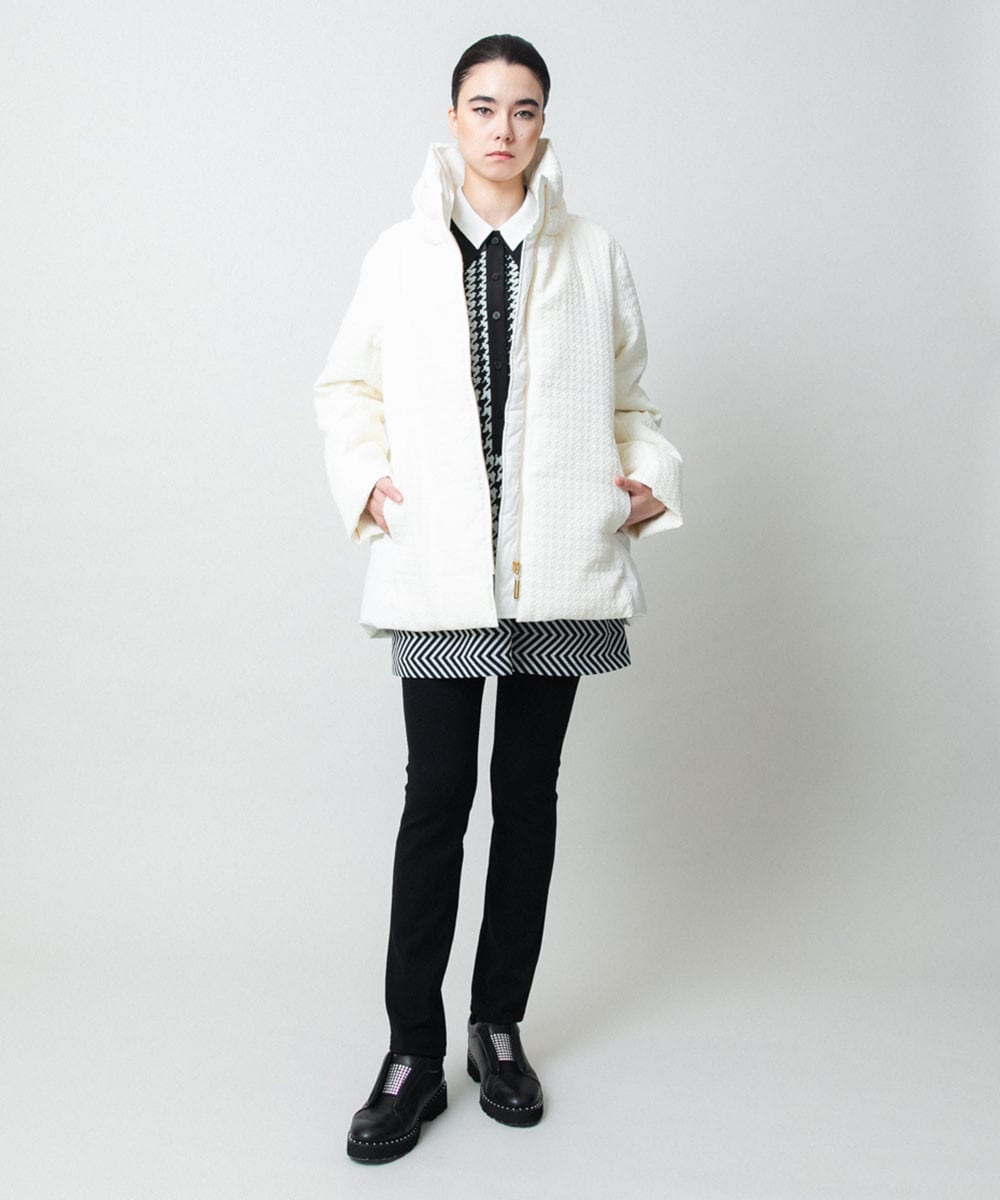 千鳥柄ジャカードダウンジャケット