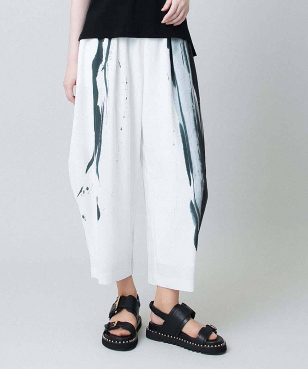 墨絵プリントコクーンパンツ /日本製/洗える