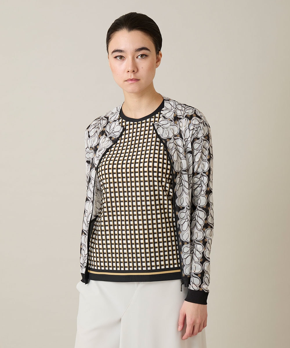 ファジーフラワーチュールブルゾン/日本製/洗える