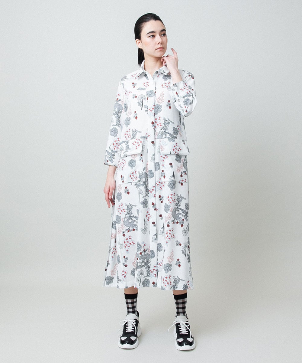 オリエンタルアニマルプリントワンピース /日本製/洗える ￥12