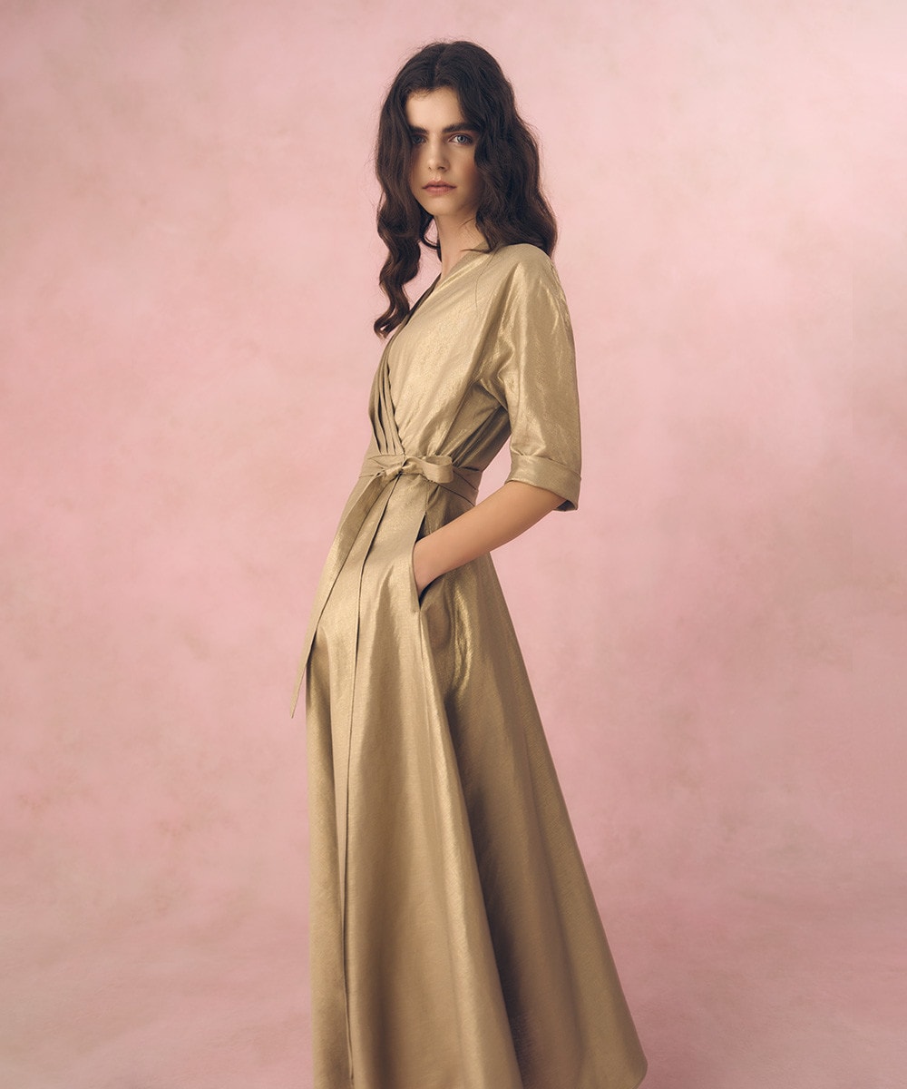 Metallic linen dress