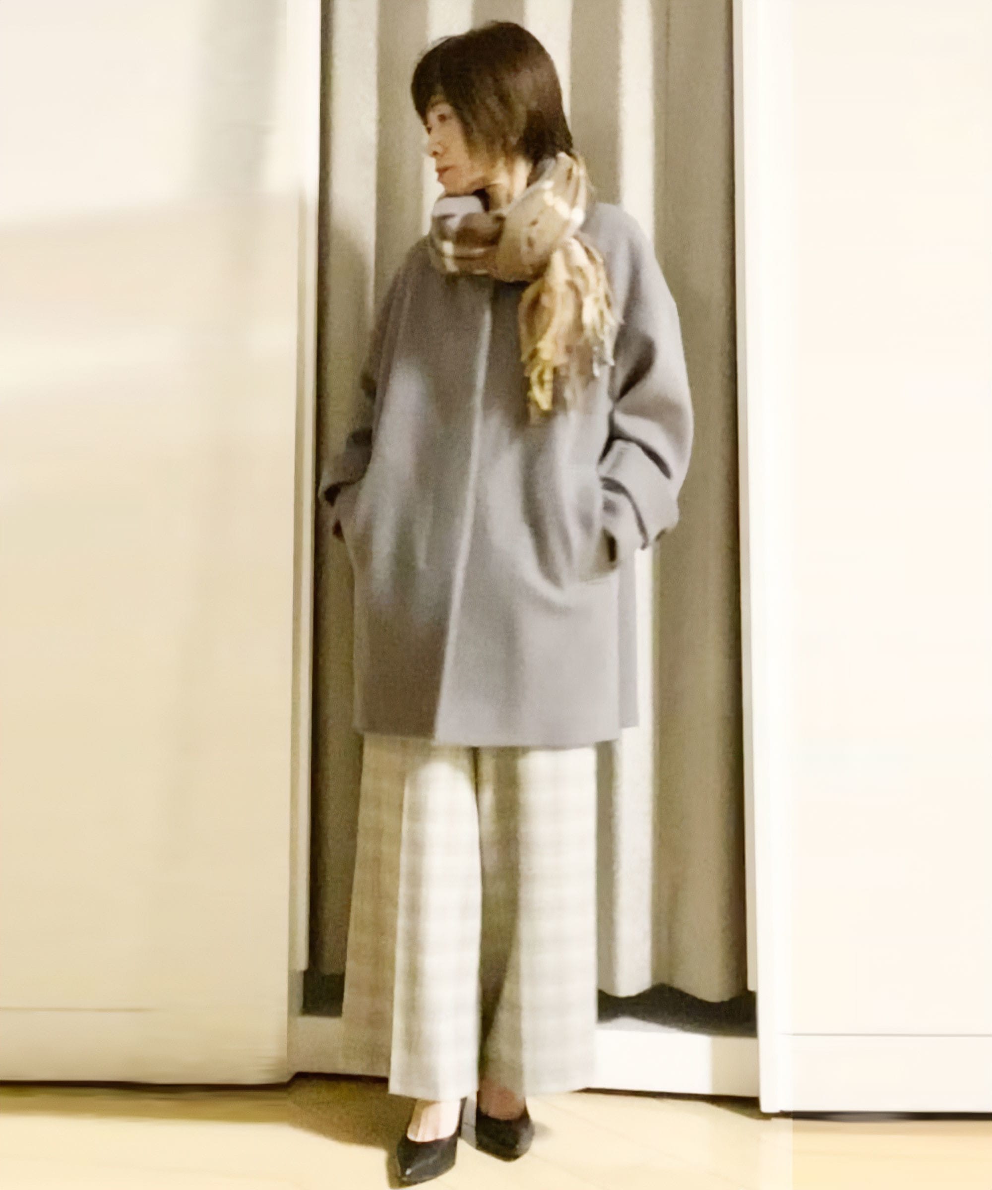 ウエストドローストリングで調整しやすいのが嬉しい。