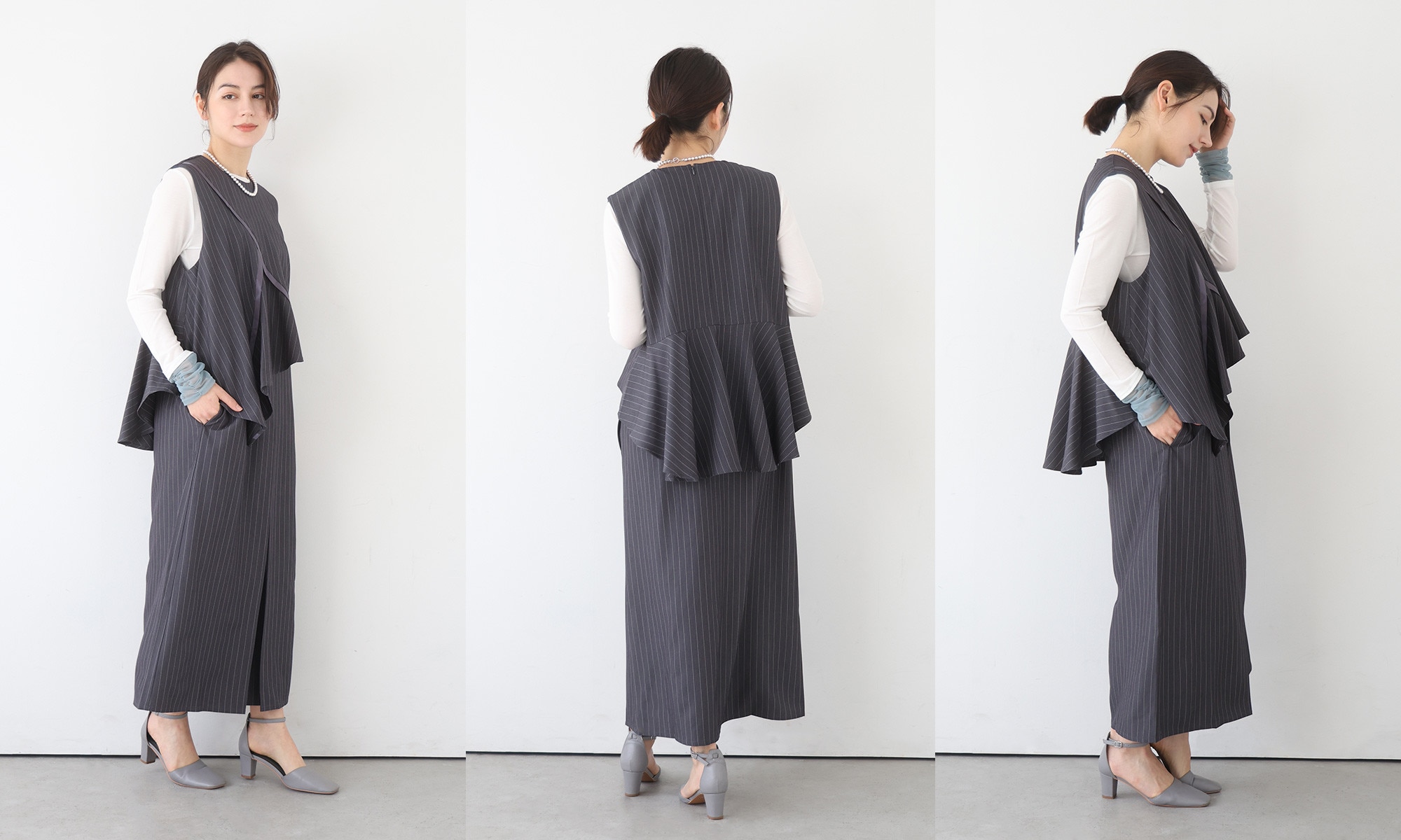 レイヤードストライプワンピース