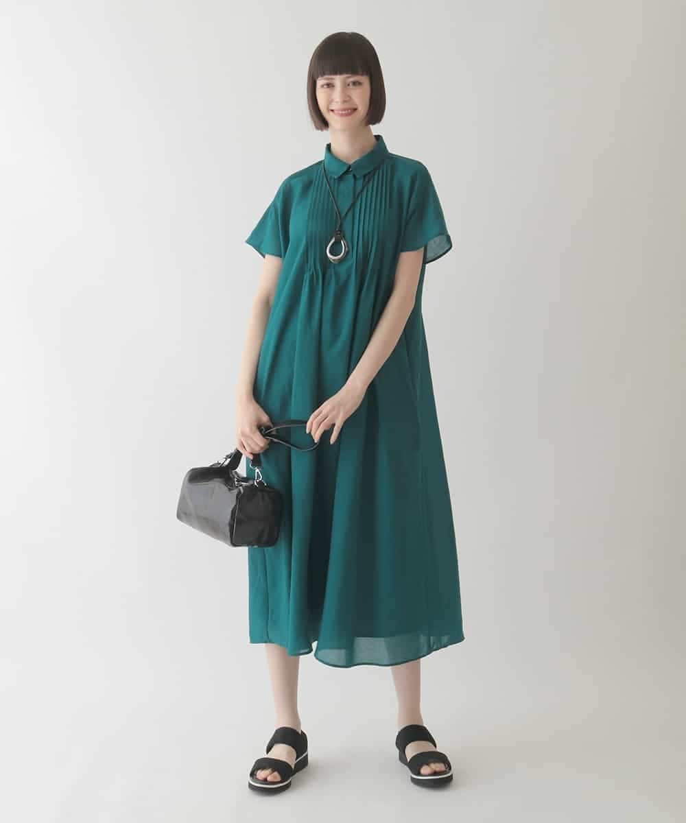 ピンタックデザインシルエットワンピース 