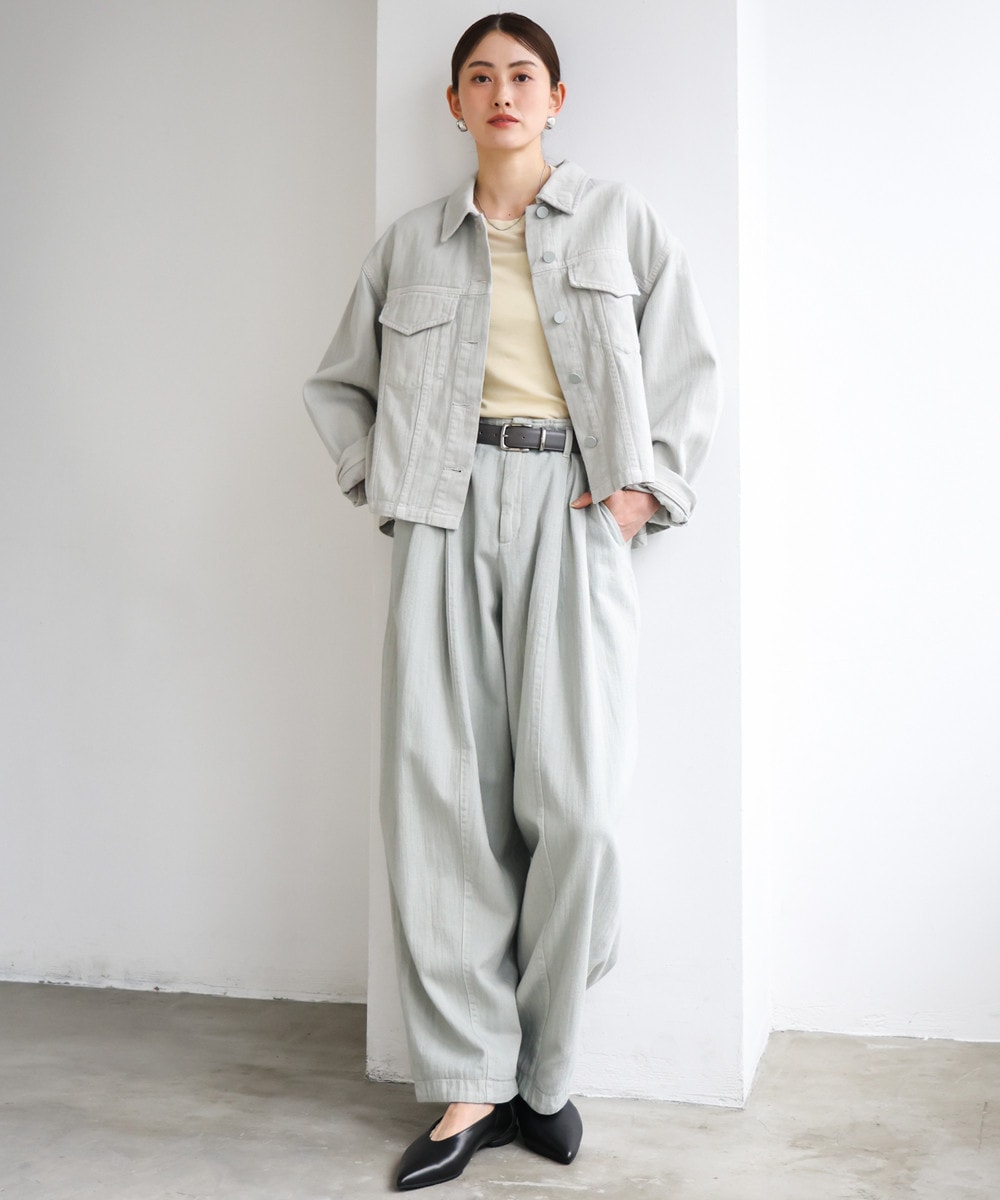 デニムブルゾン×デニムパンツ