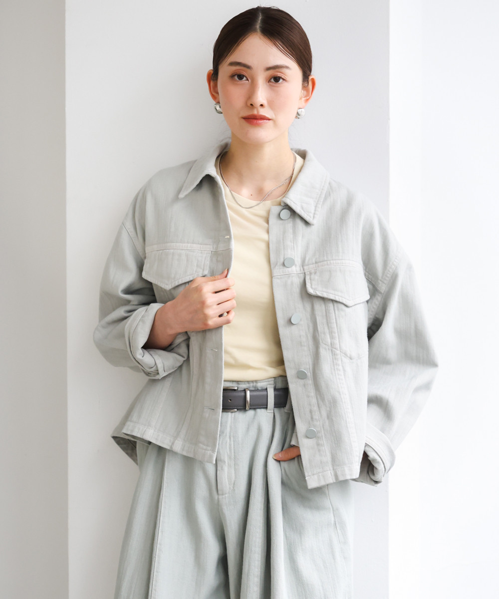 デニムブルゾン×デニムパンツ