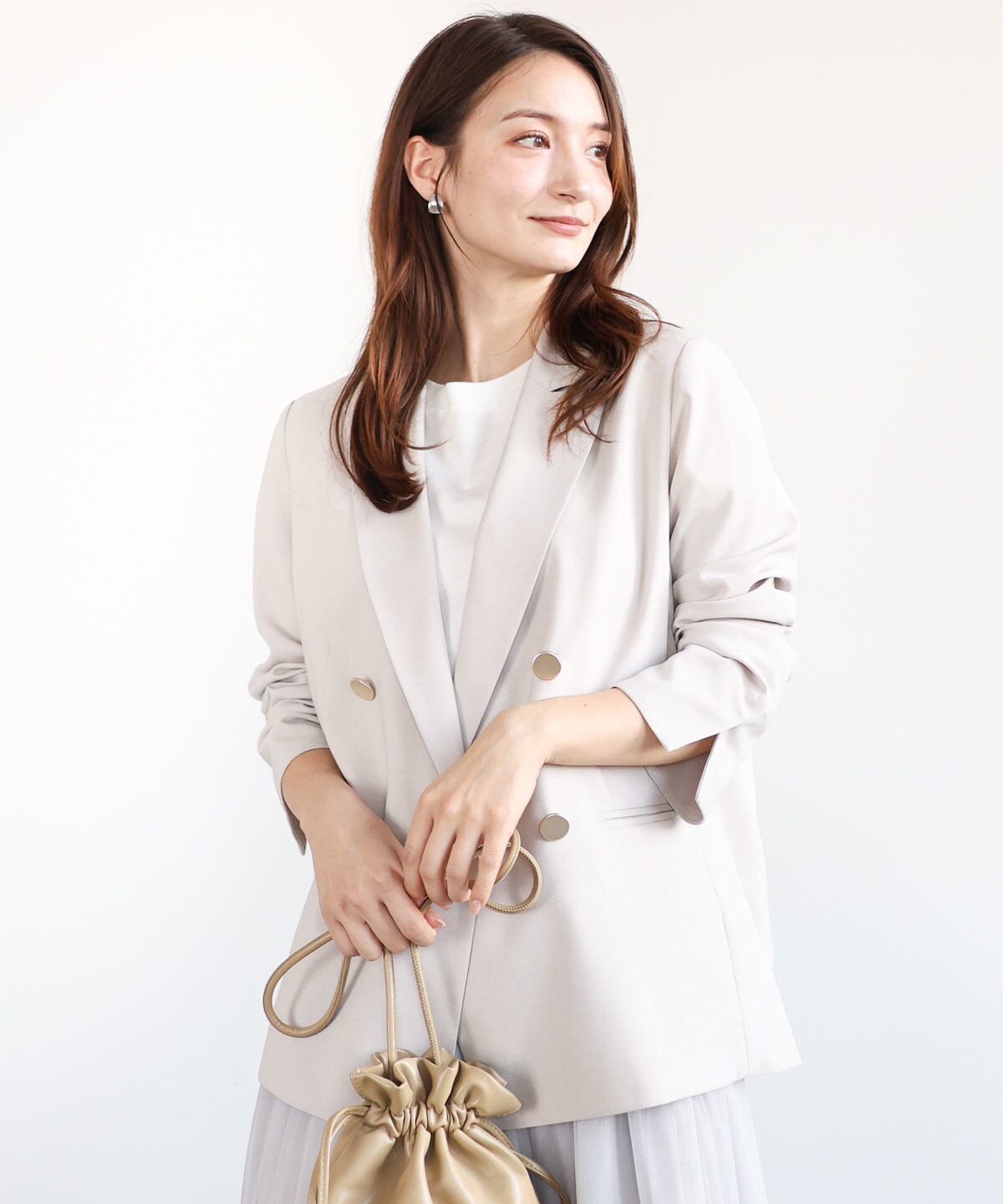 MKミッシェルクランのリネンライク ダブルブレストジャケット