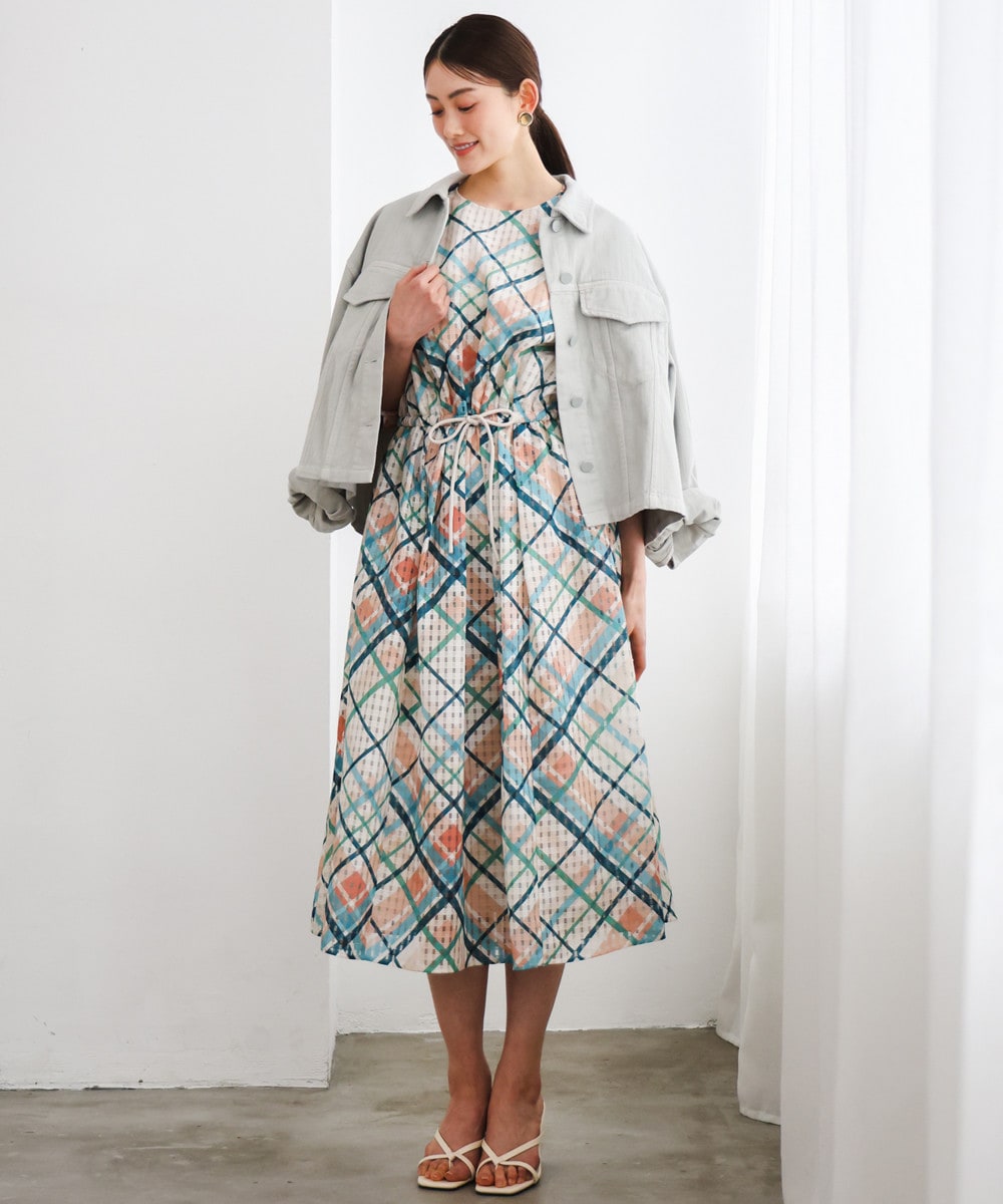 チェックギャザーワンピース