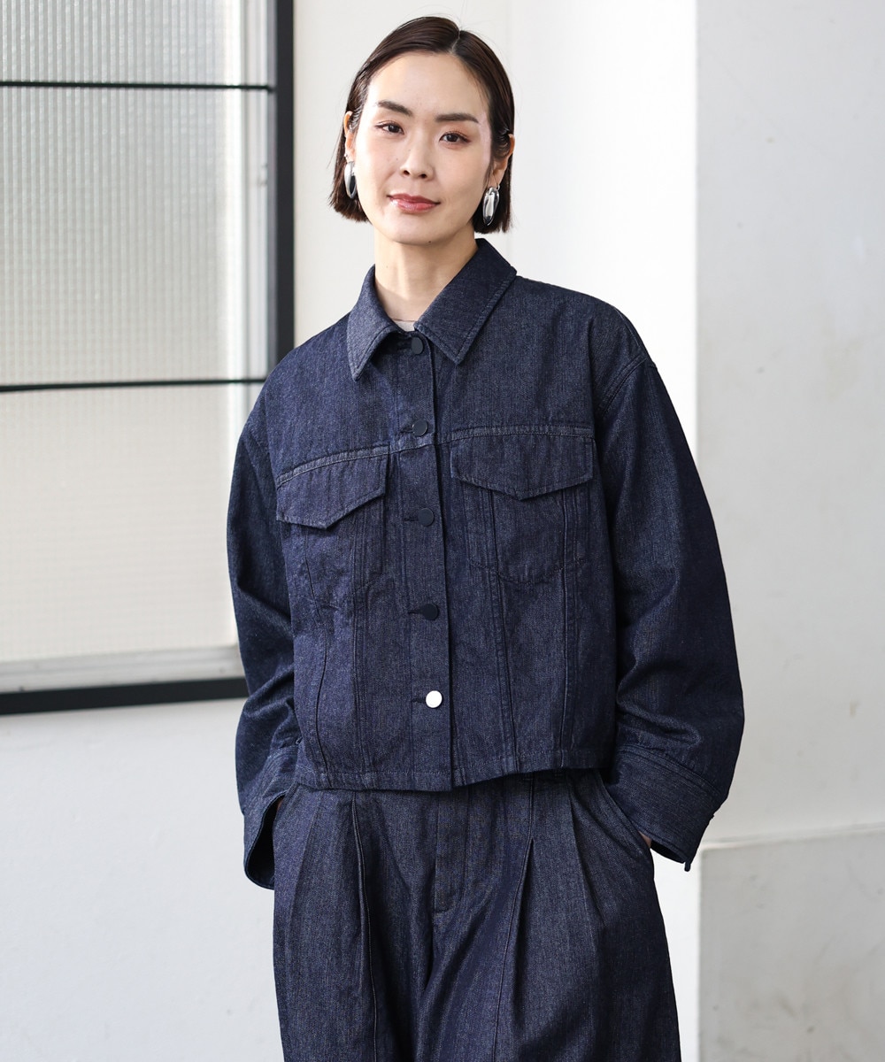 デニムブルゾン×デニムパンツ