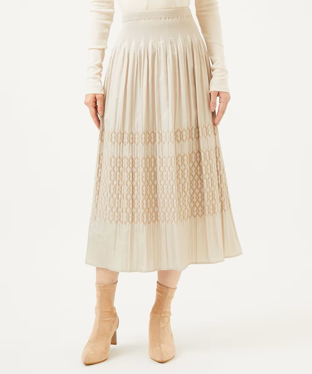 Jacquard shirring skirt