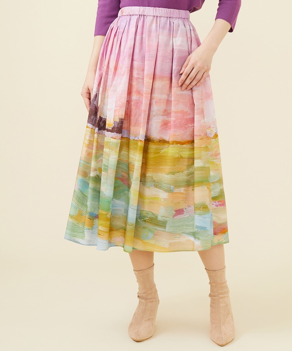 Landscape print skirt
