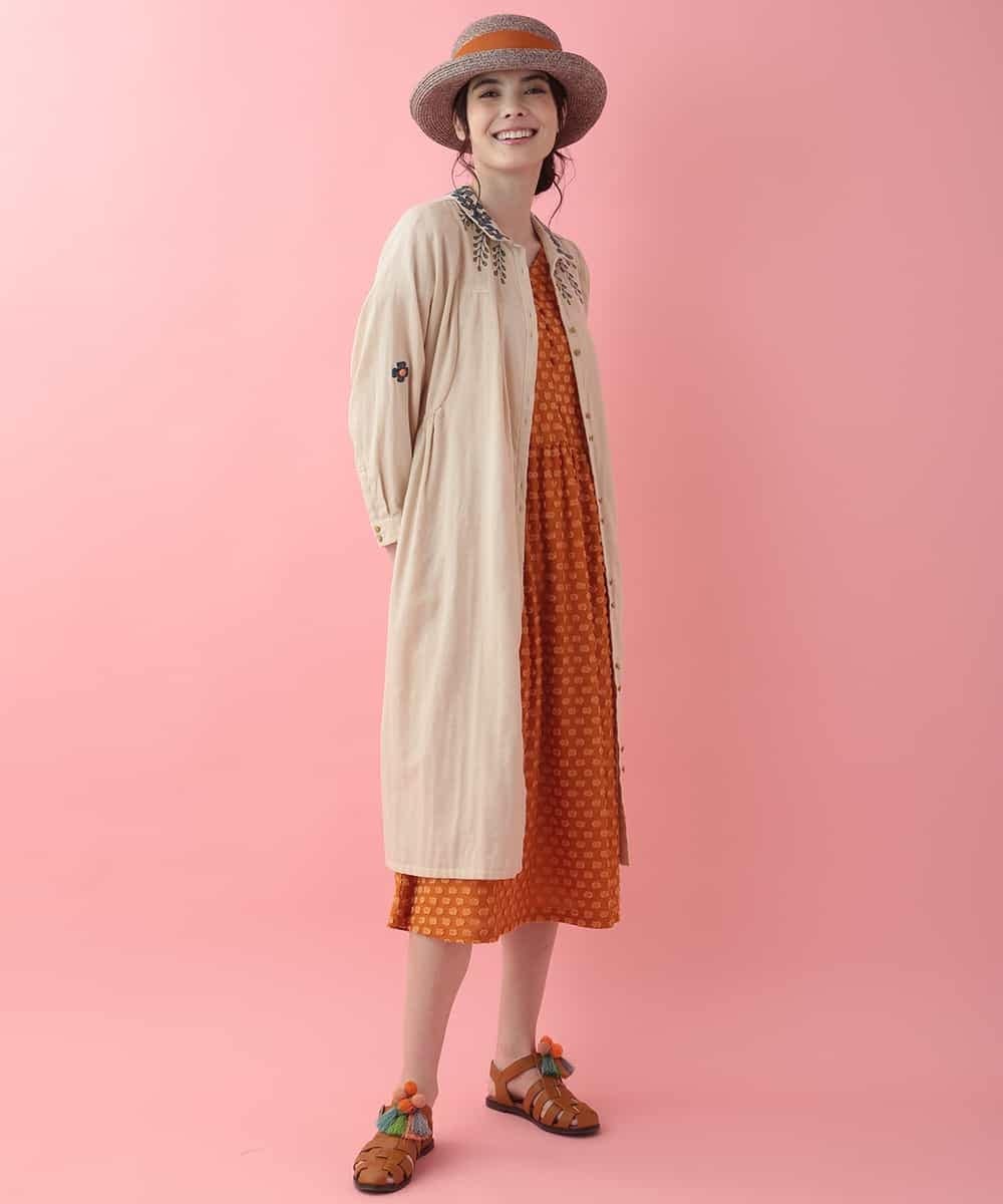 ホコモモラの刺繍シャツワンピース 羽織