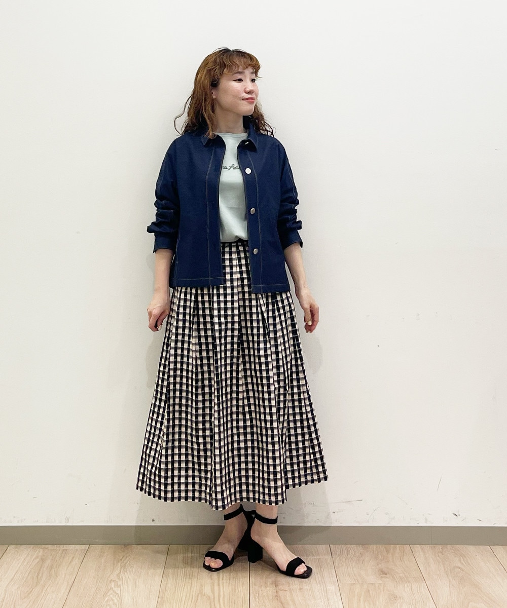 デニム×チェックで大人上品カジュアルコーデ