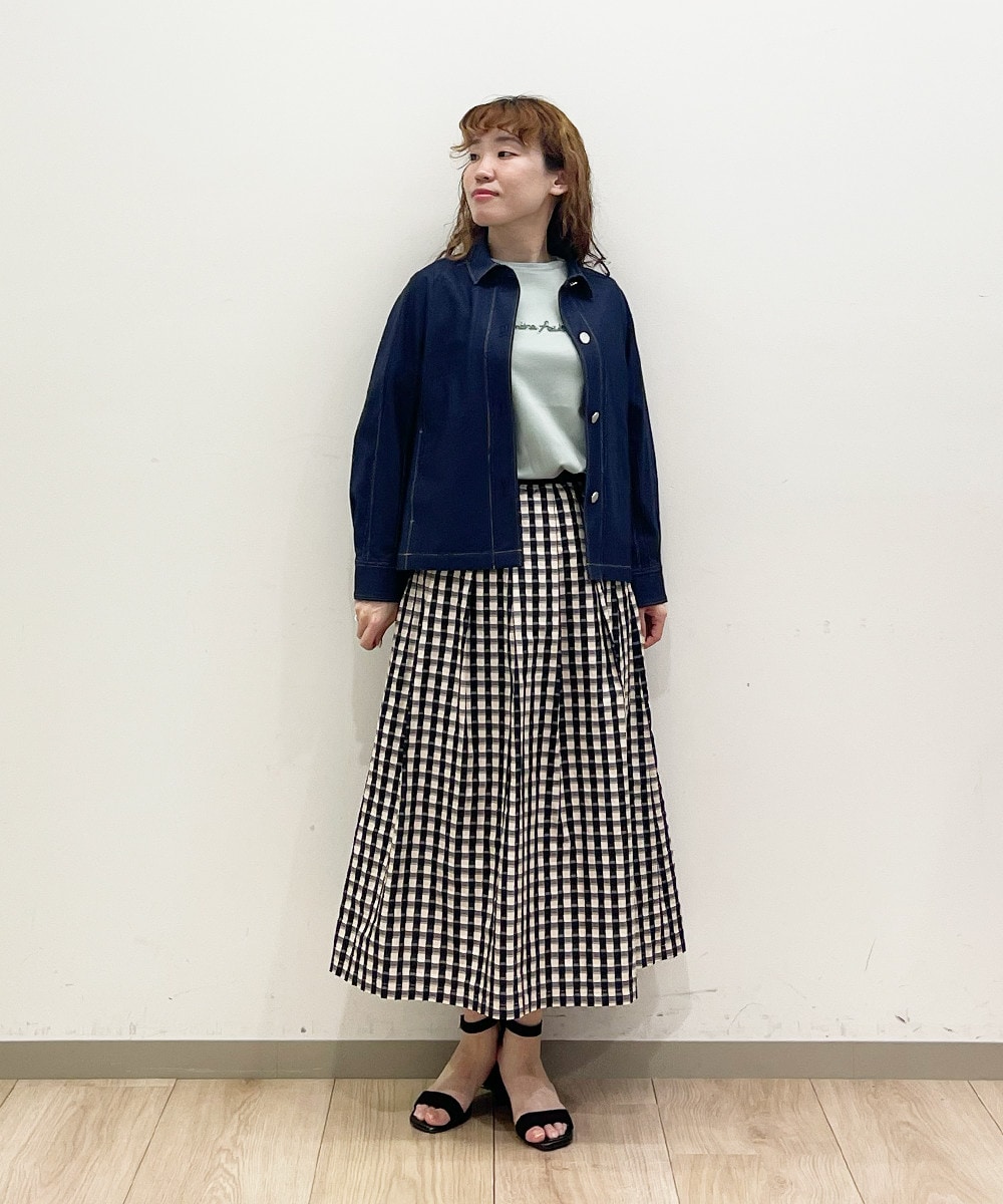 デニム×チェックで大人上品カジュアルコーデ