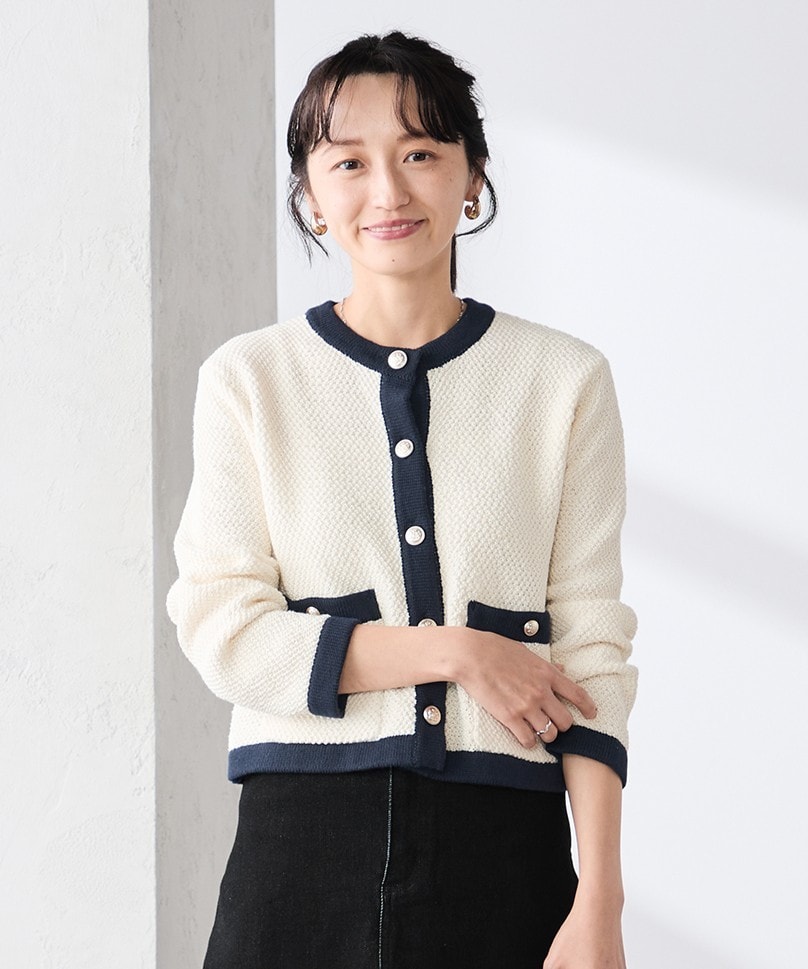 トップスライクなニットカーディガン