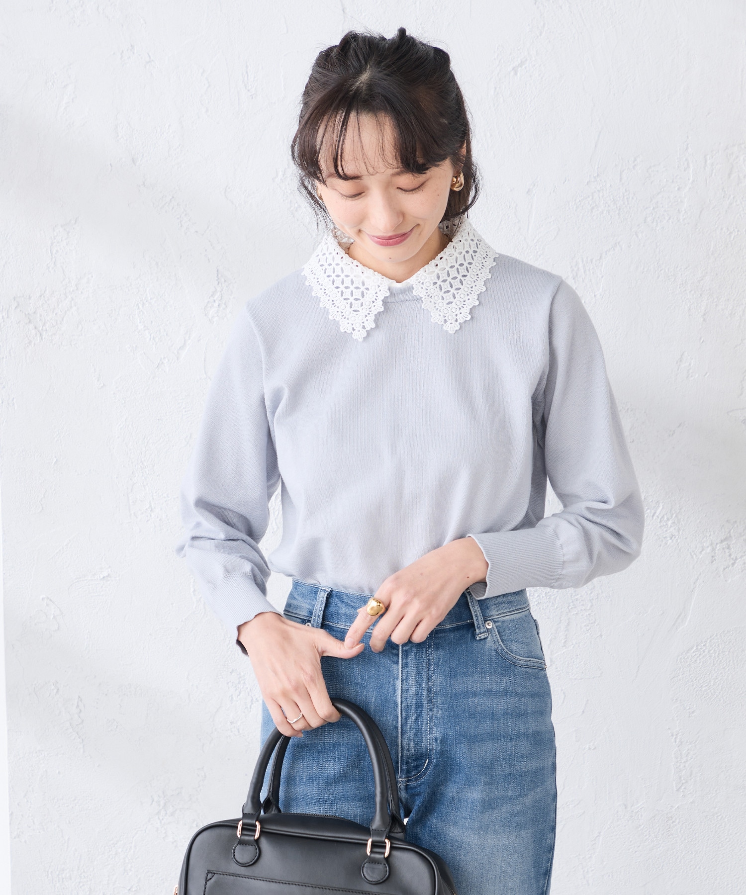 一枚で決まるデザインニット