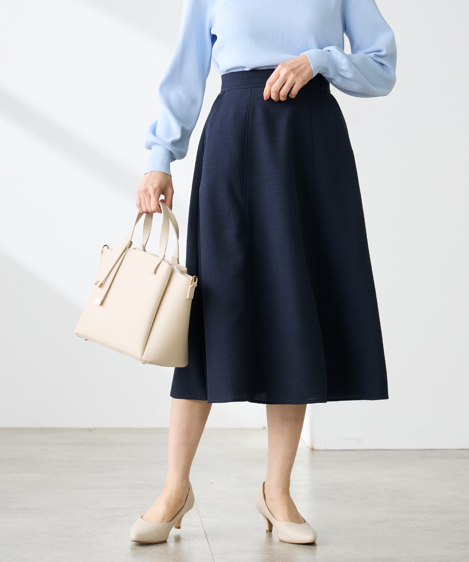 リネンライクフレアスカート