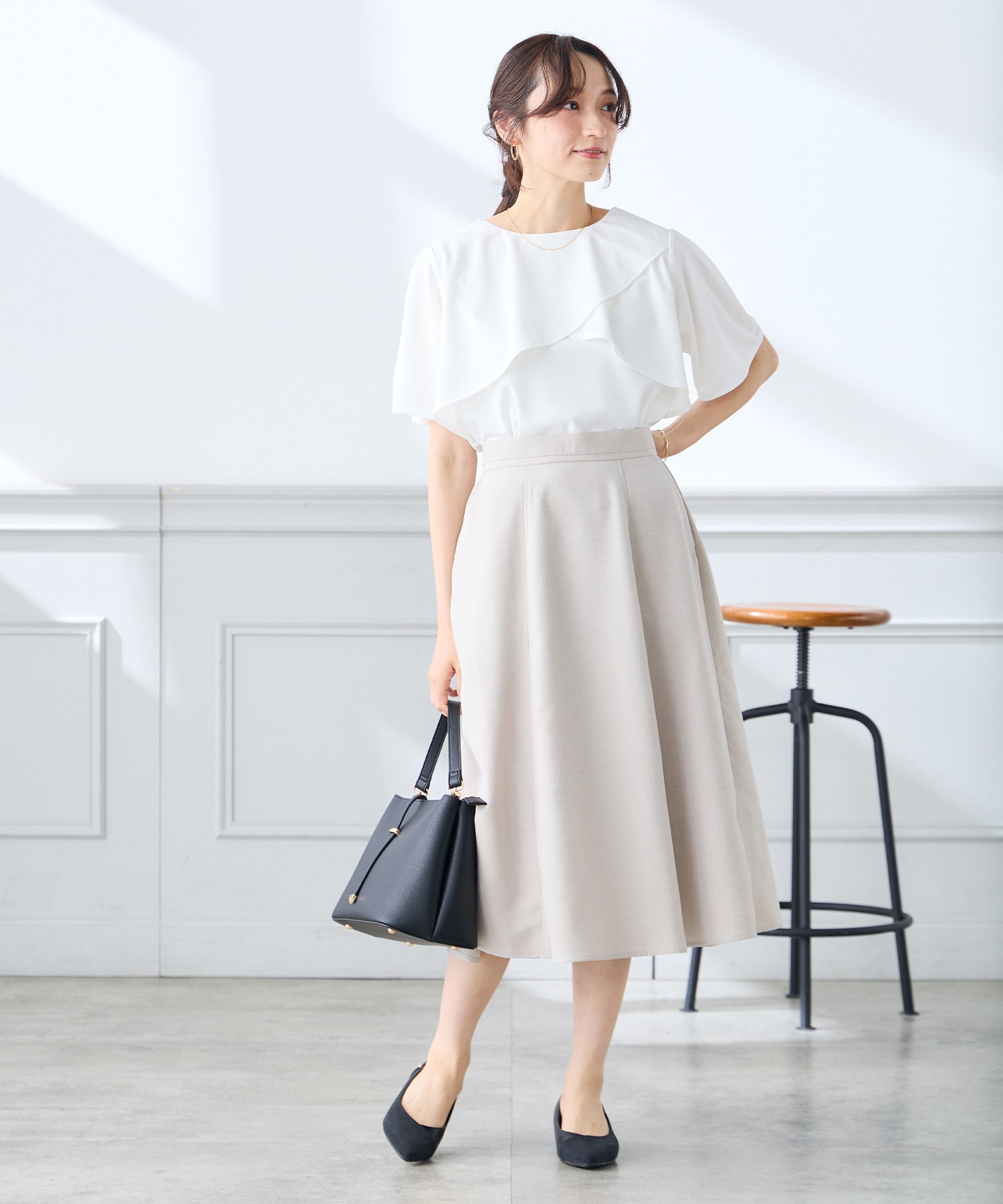 リネンライクフレアスカート