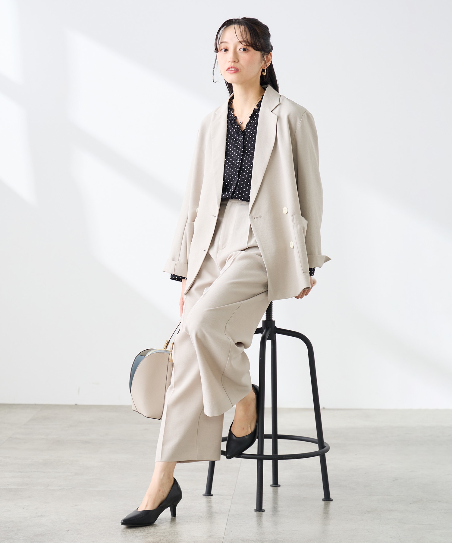 リネンライクダブルブレストジャケット