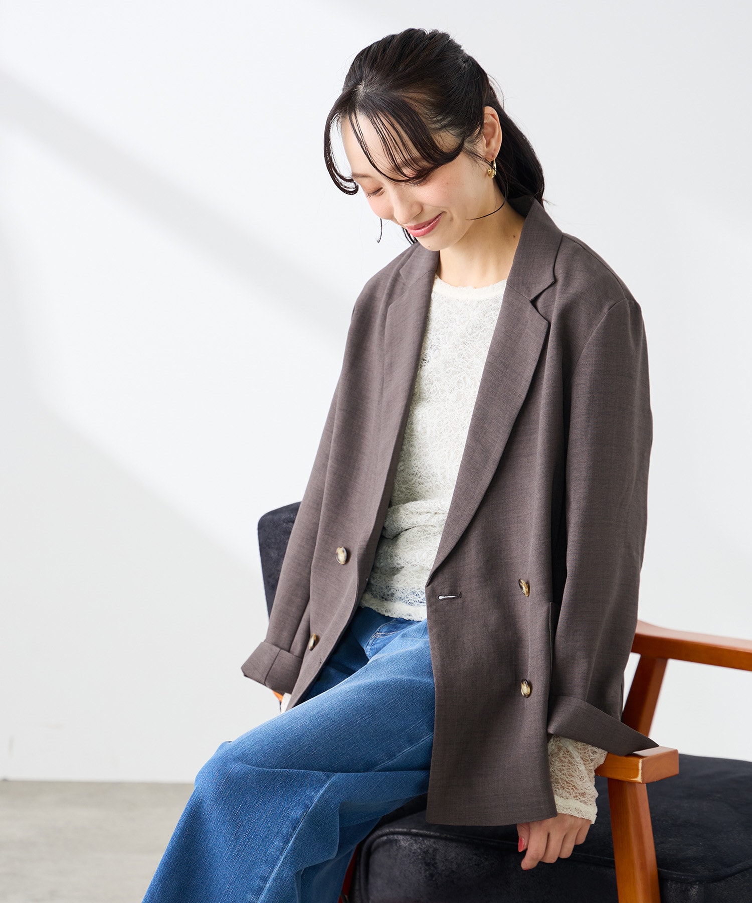 リネンライクダブルブレストジャケット
