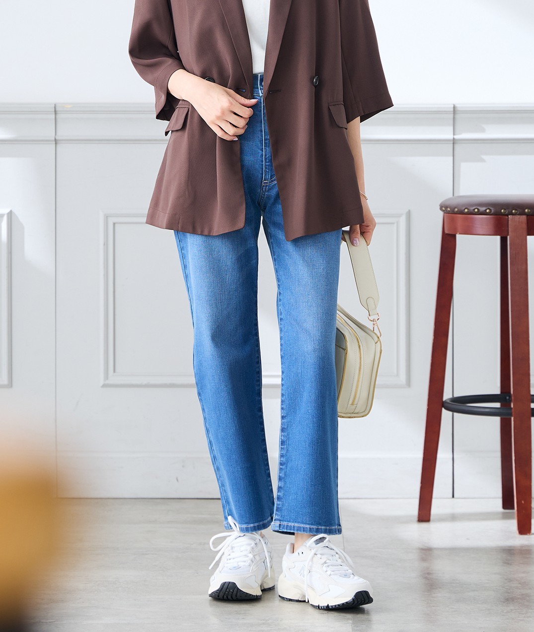 サマーストレッチデニムストレートパンツ