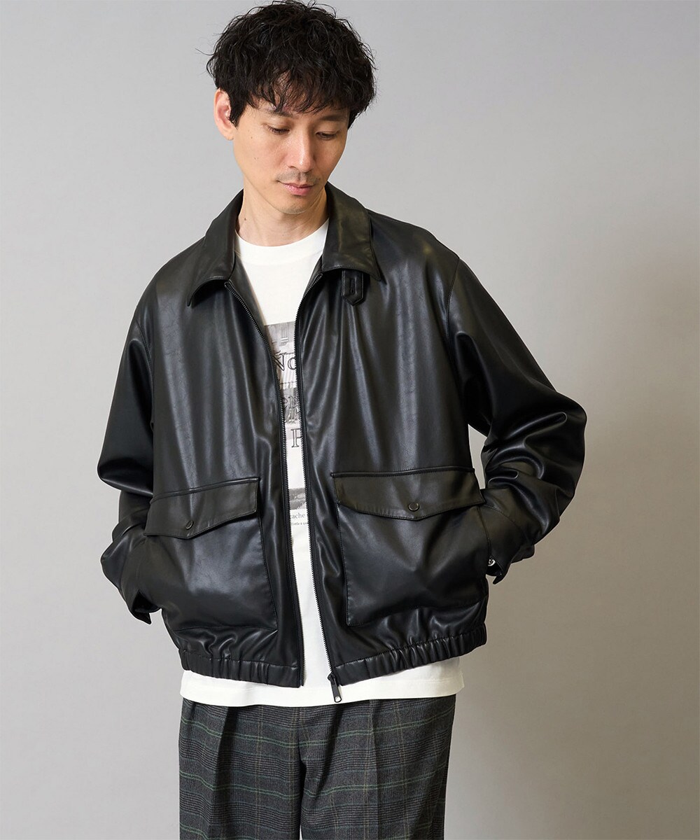 フェイクレザーブルゾン