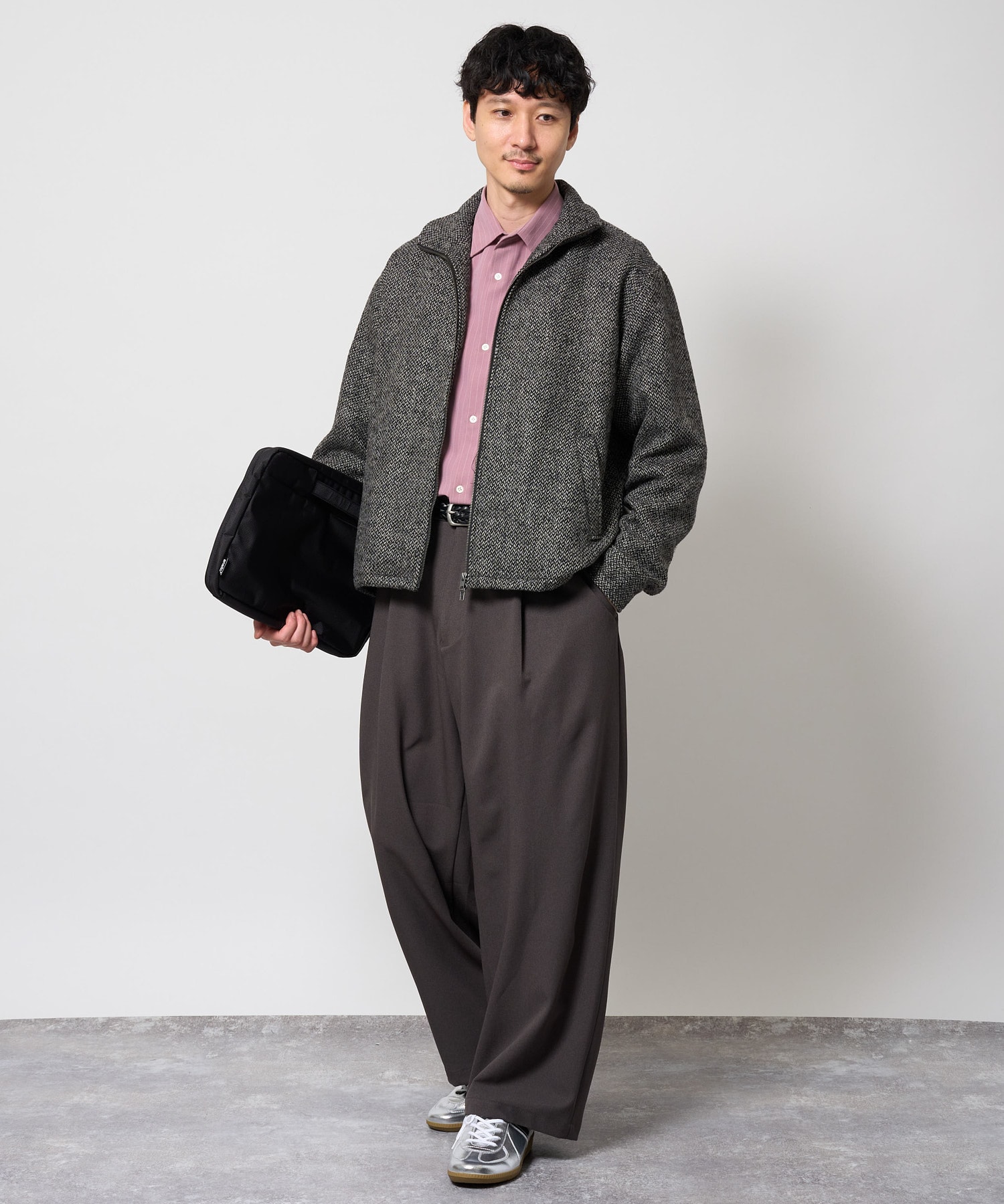 ＼WEB限定ジャケット／ツイードスタンドカラージップブルゾン