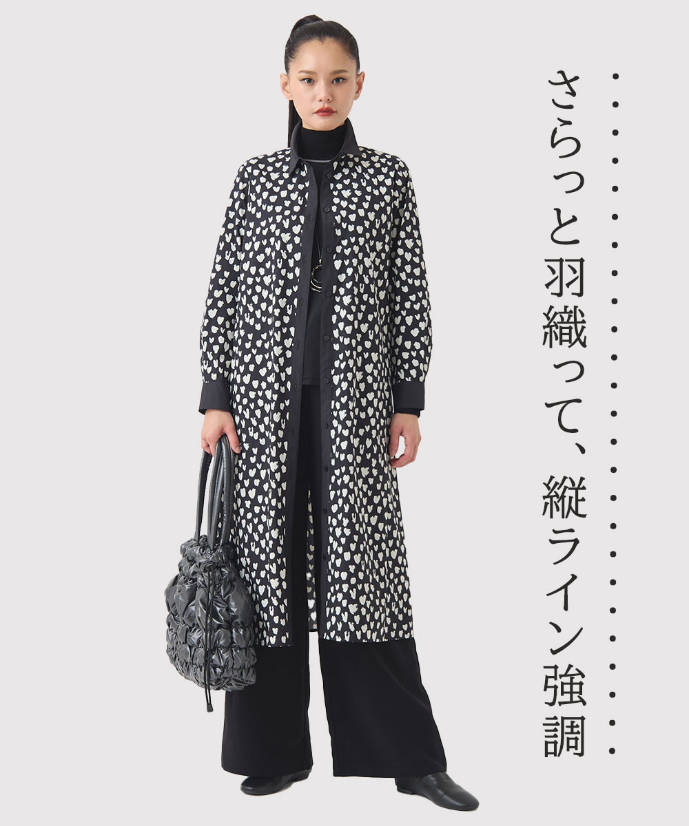 ハート柄ドット衿付きシャツワンピース