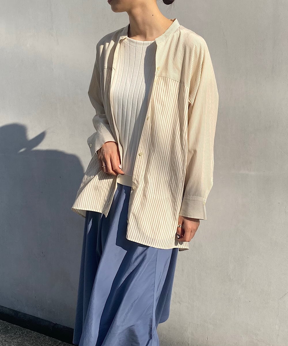 タックフレアーシャツ　数量限定ダブルネームライン　アイテムリメイク