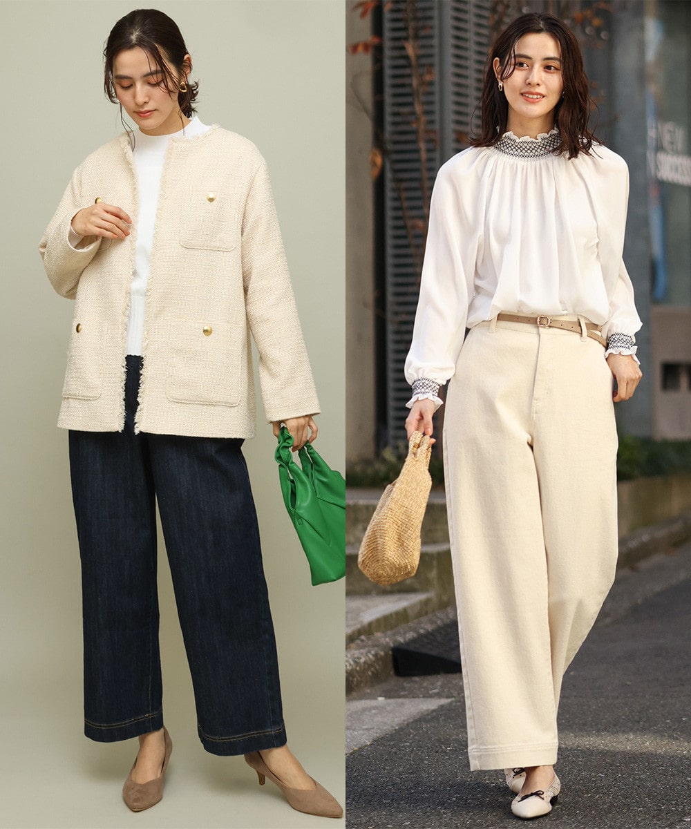 上品でコーデに馴染みやすい「ホワイト&ベージュ」