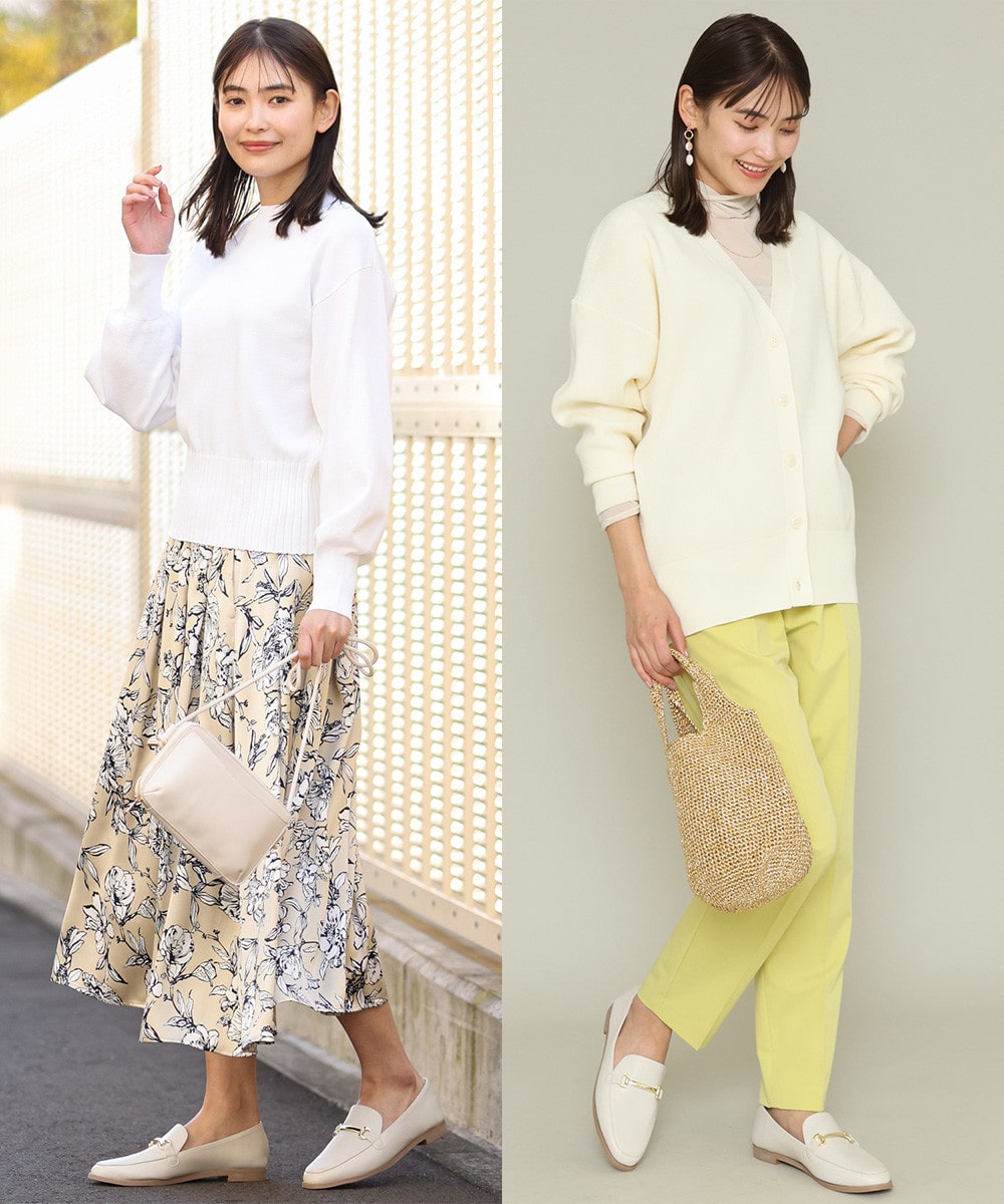 上品でコーデに馴染みやすい「ホワイト&ベージュ」