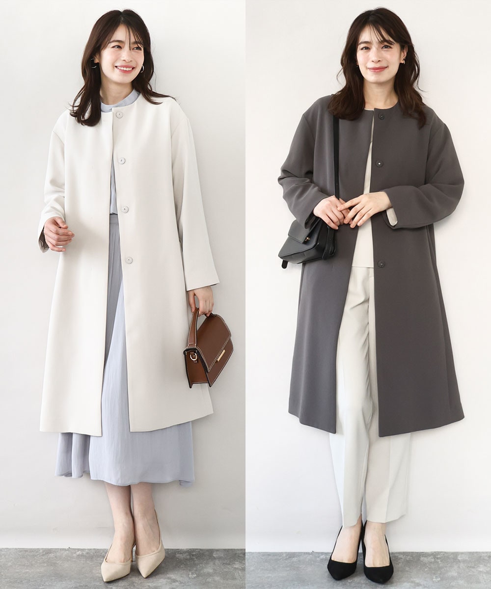 ベーシックノーカラーコート/洗える/WEB限定