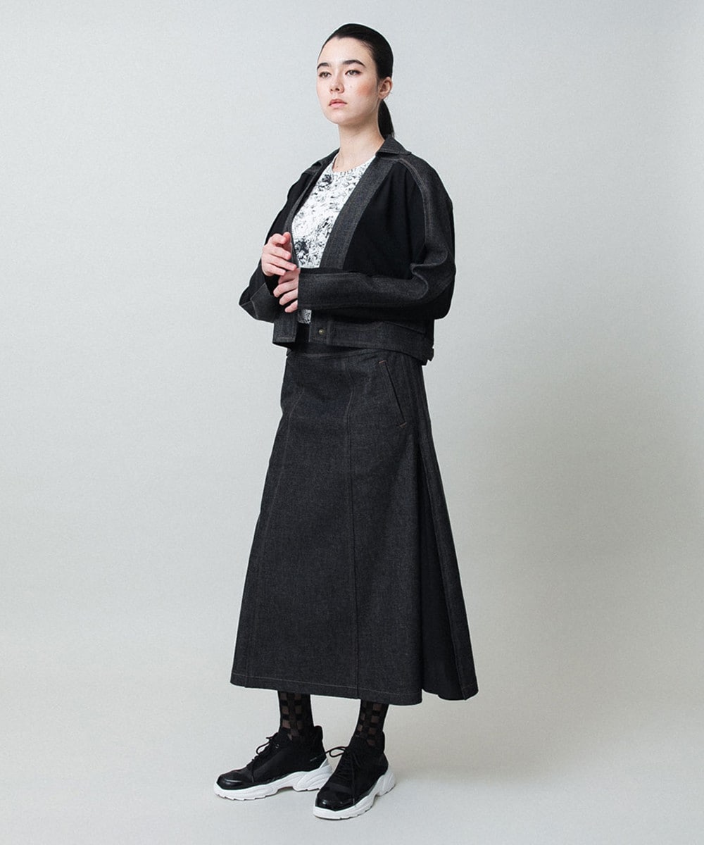 異素材ドッキングシアーデニムジャケット /洗える