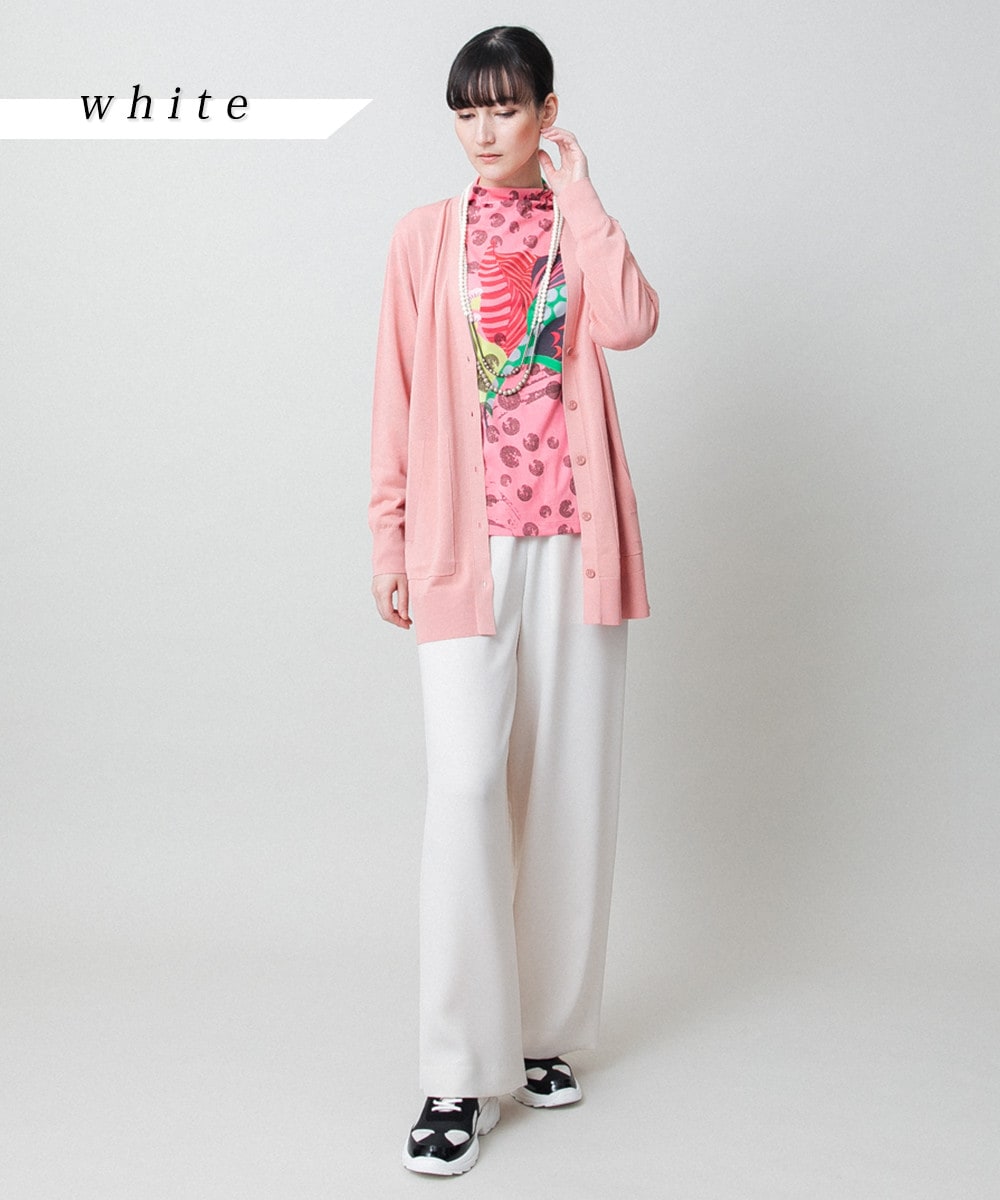 シャイニーウエストストレッチワイドパンツ /日本製/洗える