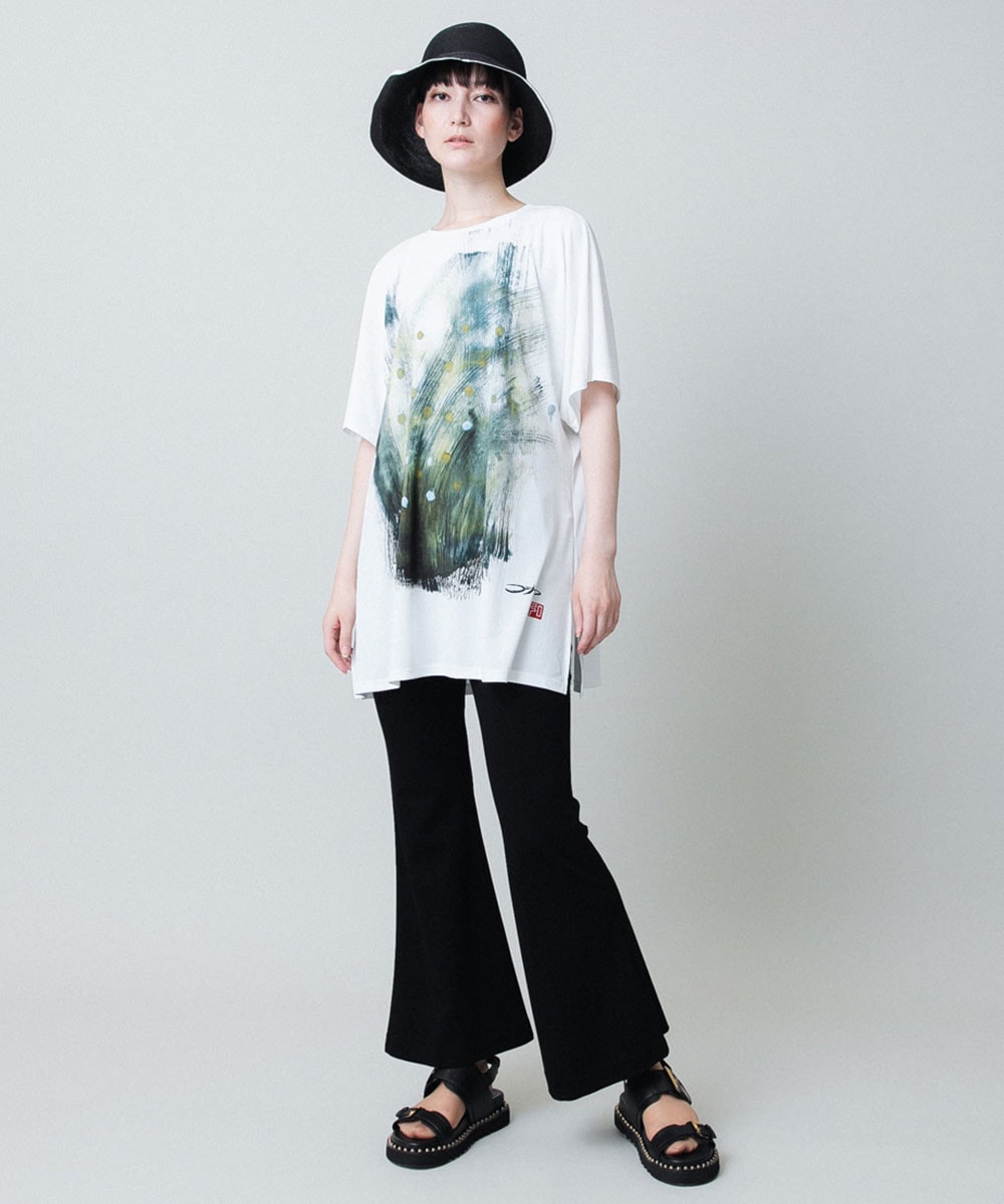 墨絵プリントチュニックTシャツ /日本製/洗える