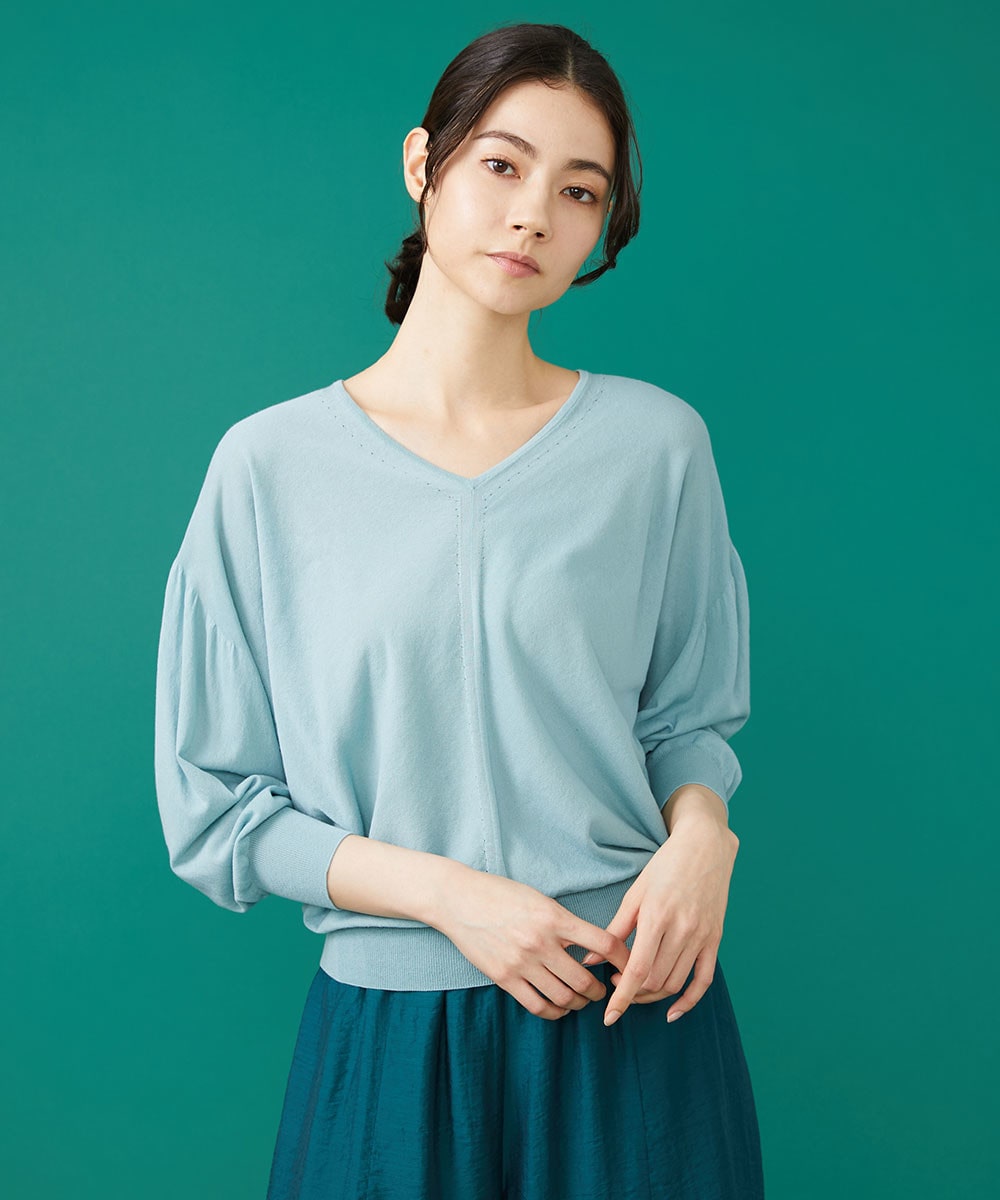 Gather dolman sleeve knit top