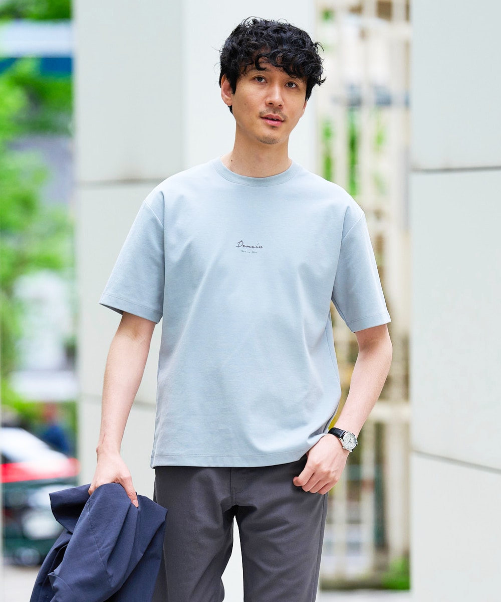 ＼カラーTシャツ挑戦にぴったり！／ミニロゴプリントセミワイドシルエットカットソー