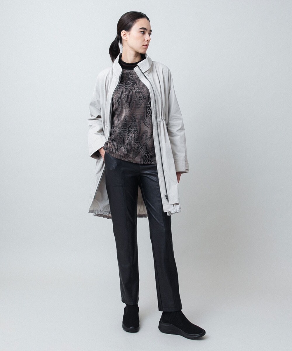 レイヤード風デザインタフタコート/洗える