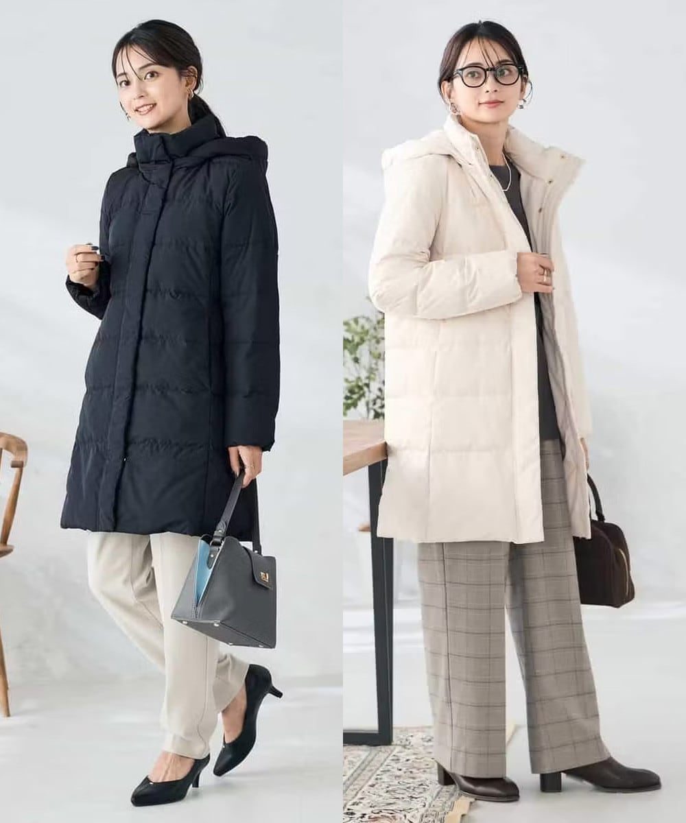 フーデッドロングダウンコート