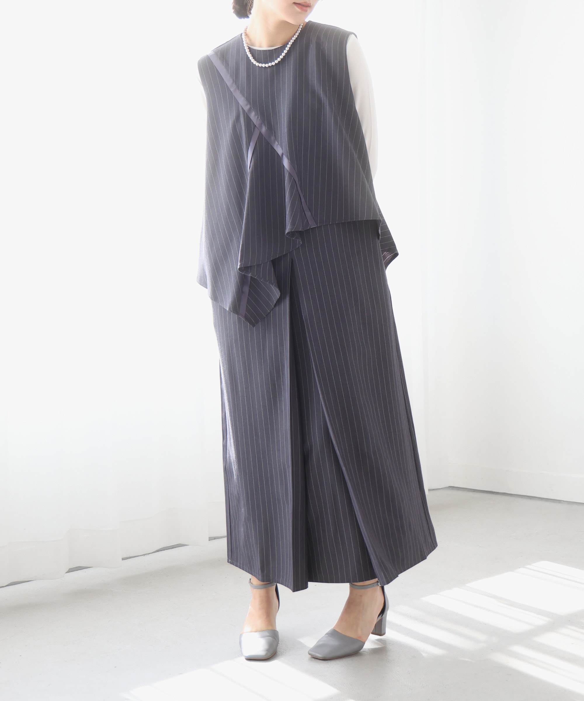 レイヤードストライプワンピース