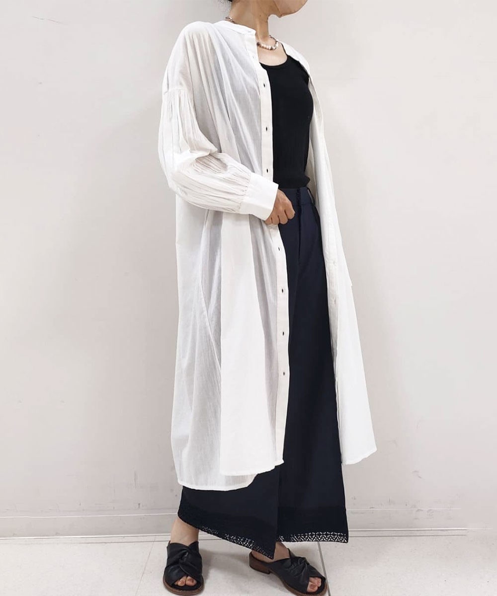 タック入りシルエットリメイク シャツワンピース