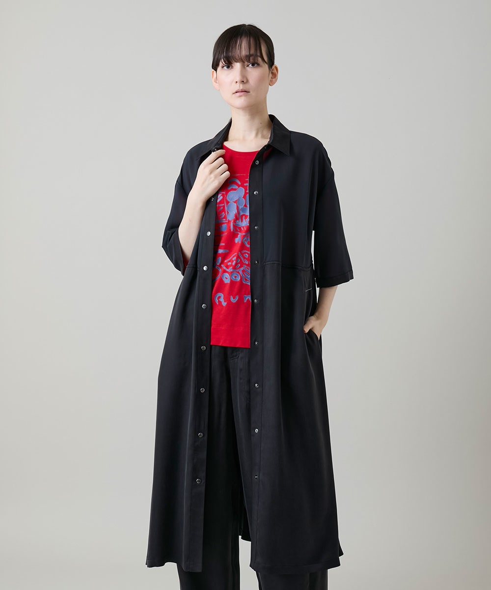 異素材ドッキングシャツワンピース