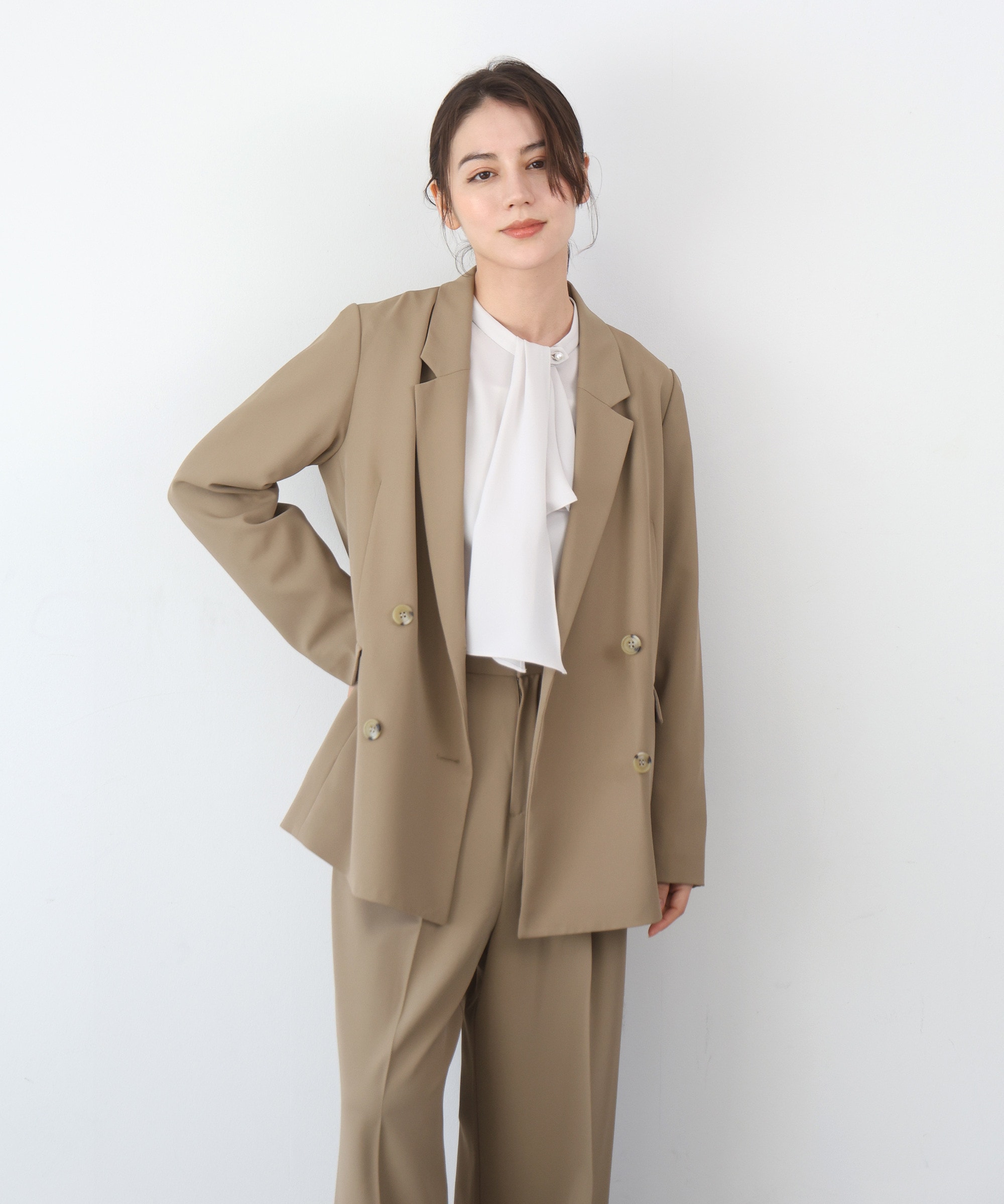 【セットアップ対応】【洗える】フルダルダブルジャケット