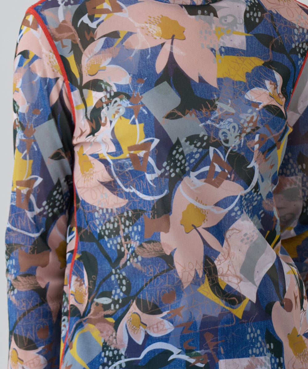 コラージュプリントチュールカットソー/日本製/洗える