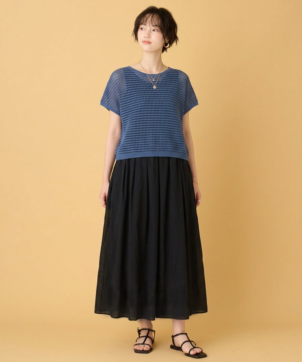 【セットアイテム】タックフレアワンピース×メッシュプルオーバー
